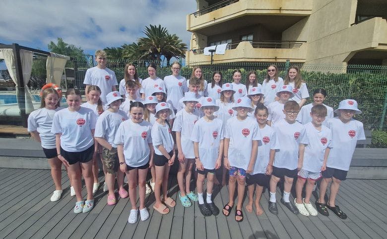 A group of Glenrothes Swimmers at the resort during the 2024 swim camp.